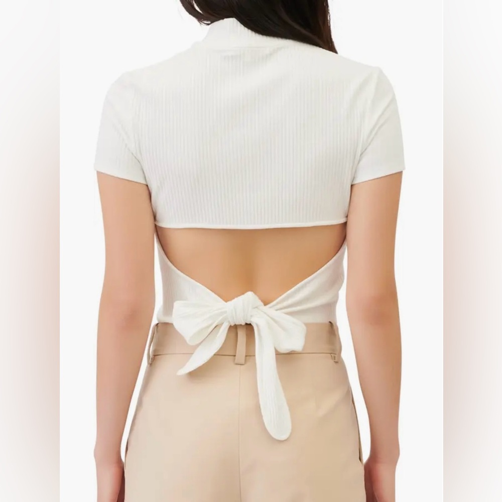 Maje Tie-Back Rib crop top